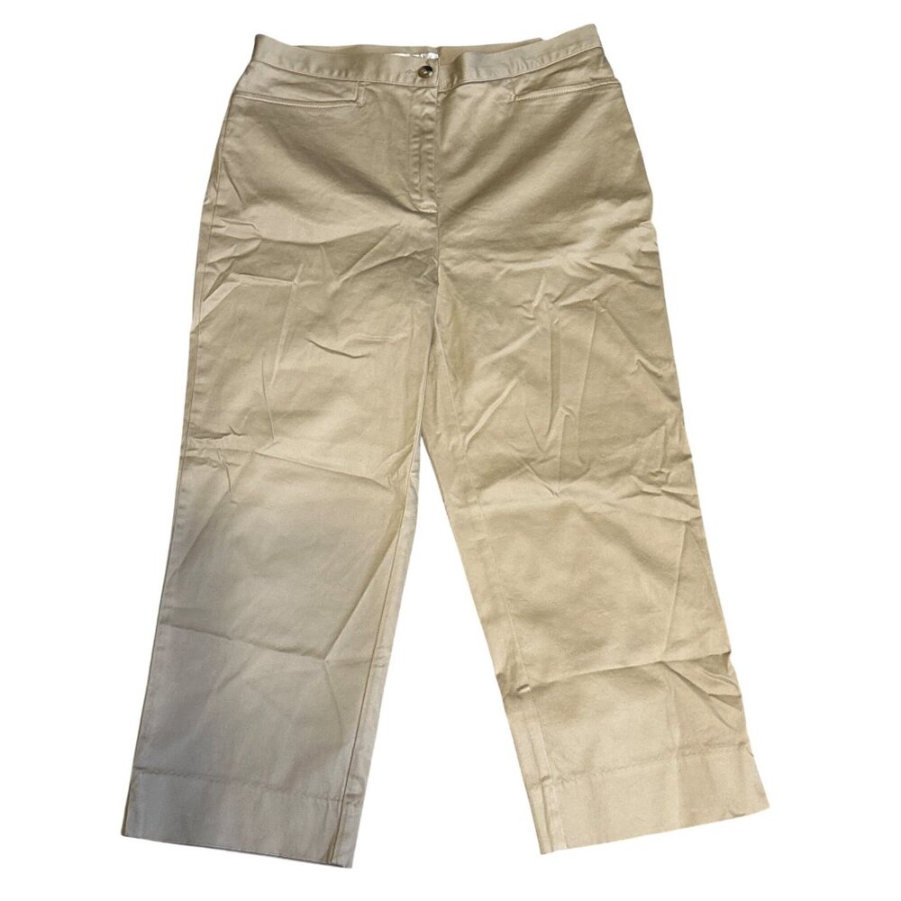 Eddie Bauer Womens Khaki Flat-Front Relaxed Fit Cotton Pants - Size 6